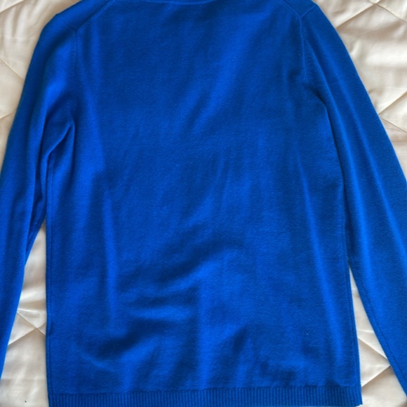 💯% cashmere Lands’ End blue crewneck sweater excellent condition - Picture 10 of 11